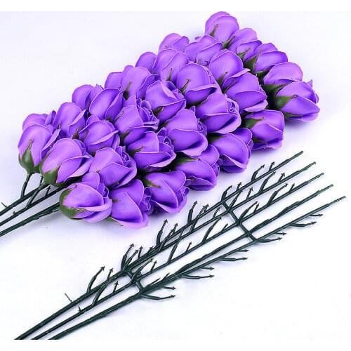 10/50/140PCS Artificial Flowers Pole Iron Wire Flower Stem DIY Wedding Home Decor Fake Plants Roses Leaf Scrapbooking Craft