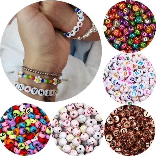 120Pcs Round Flat Acrylic Letter Beads Alphabet spacer Loose Beads For DIY Jewelry Making Finding Supplies Bracelet Accessories