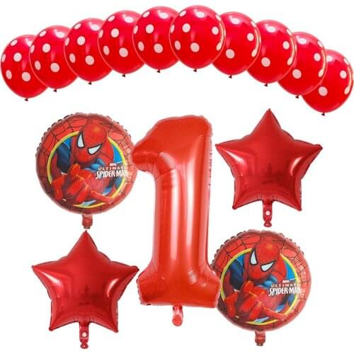 15pcs Cartoon Spiderman Helium Foil Balloons Polk Dot Latex Air Globos Superhero Birthday Theme Party Decoration Kids Toys Gift
