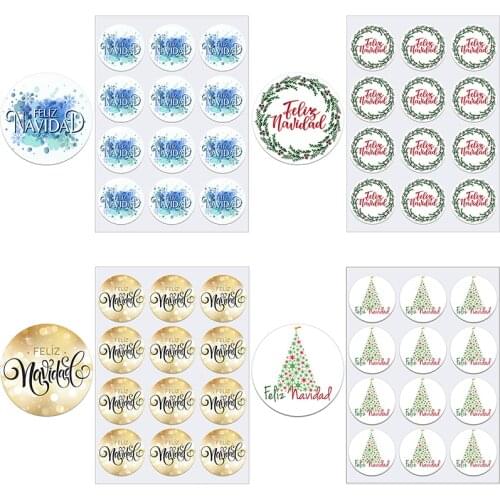 3.5/4.5cm Feliz Navidad Christmas Sealing Stickers Xmas Gift Self-adhesive Stickers New Year Merry Christmas Party Decor Labels