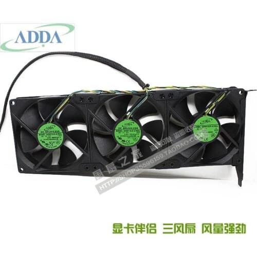 3-fans/lot ADDA AD0912UX-A7BGL DC 12V 0.50A VGA Graphics card cooling companion PCI fan