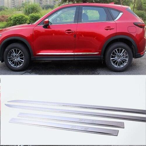 4PCS Fit For Mazda CX-5 CX5 2017 2018 2019 chrome Car Exterior Body Door Side Edge Decoration Strips Car Styling Moldings