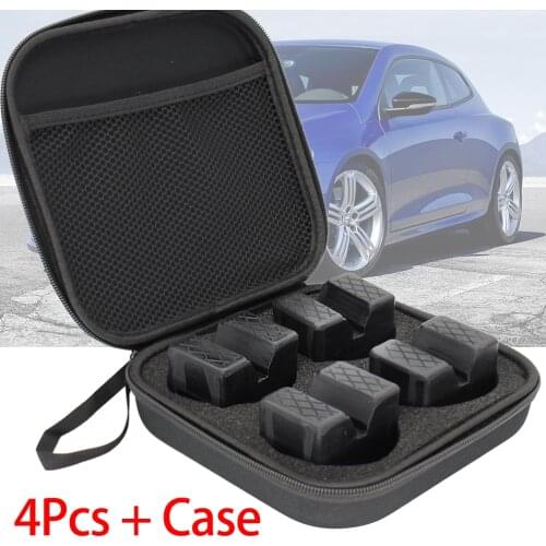 4Pcs Rubber Axle Jack Stand Pad Adapter W/ Storage Case For Lada Ford VW Fiat Peugeot Honda Nissan Renault Hyundai Kia BMW Mazda