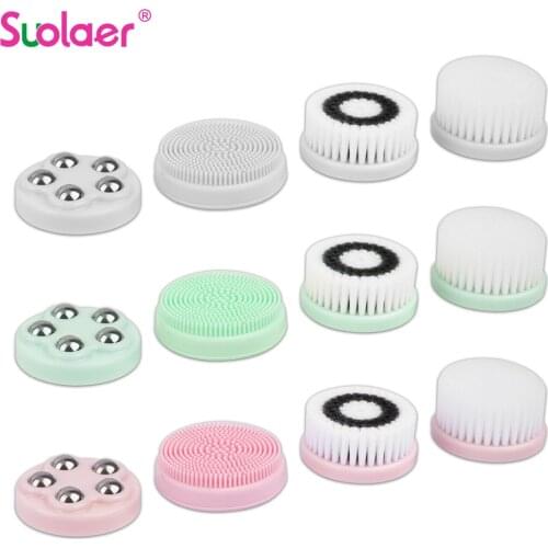 4PCS Replacement Brush Heads Facial Ultrasonic Cleansing Brush Head Massager Cleaner Face Deep Wash Pore Care Brush Heads