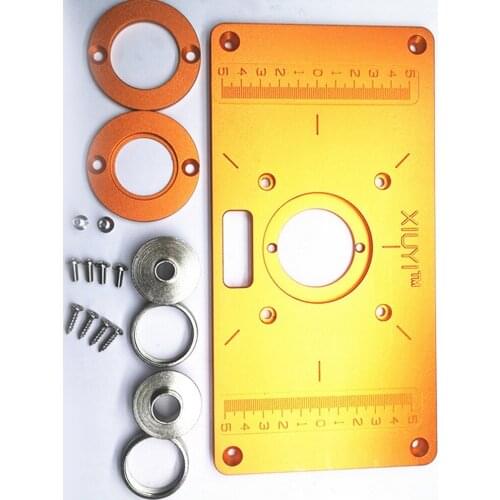 Aluminum Router Table Insert Plate Table with Bushing Ring Screw Trimming Machine Flip Plate for Woodworking Benches Trimmer