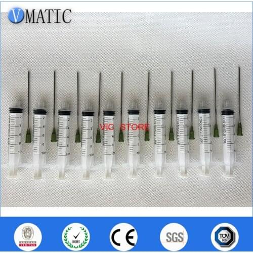 Free Shipping Non Sterilized 10Pcs 95mm Length 14G Dispensing Needle + 10cc/ml Plastic Syringe