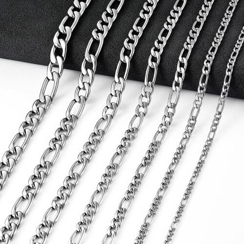Mens Stainless Steel Figaro Chain High Quality Link Necklace Chain Stainless Steel Women Jewelry Wholesale