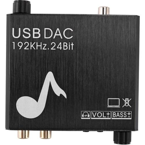 DAC Converter 192KHz 2.4Bit Digital To Analog Audio Converter Supports Volume Control, Bass for DVD HD Player