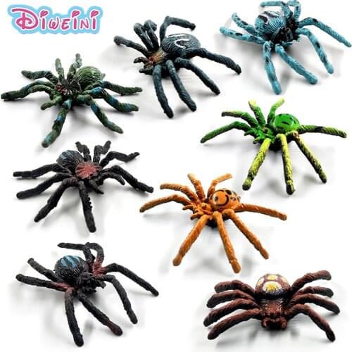 8pcs/Lot Simulation spiders insect animal model Lifelike action figure home decor Gift For Boy girl children Kids hot toys set