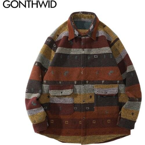 GONTHWID Men's Striped Shirts