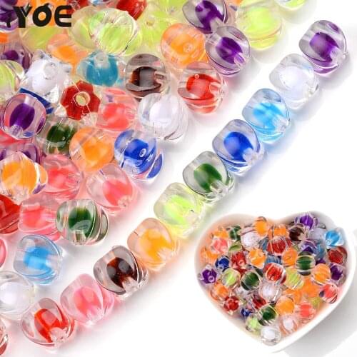IYOE 50pcs/Lot 9x10mm Acrylic Spacer Beads Transparent Lantern Beads For Jewelry Making Necklace Earring Bracelet Handmade DIY