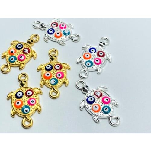 JunKang 10pcs 20*34mm mixed color turtle drop oil connector DIY hand-made necklace bracelet earring and headpiece accessories