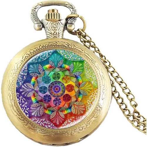 Steampunk henna yaga necklace om symbol buddhism Mandala Necklace Pocket Watch Art Jewelry Glass Photo Necklace