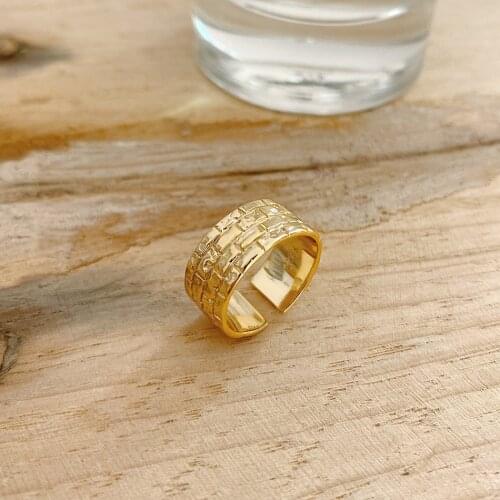 18K GOLD % Authentic 925 sterling silver rampart Wall Band Long Wider Rings fINE jEWELRY TLJ1344