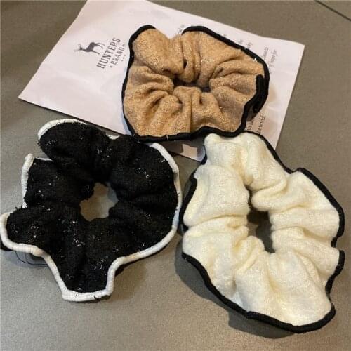 Korean Wool Cloth Fleece Solid Scrunchies Autumn Winter Elastic Hair Bands Tie for Woman Girl Hair Accessories Horsetail Bun