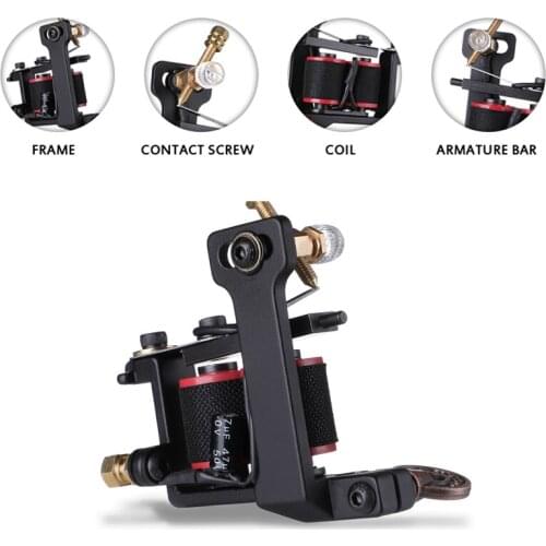10 Wrap Permanent Makeup Machine Tattoo Wire Cutting Tattoo Coil Machine for Liner and Shader Black Color Coil Tattoo Machine 1p