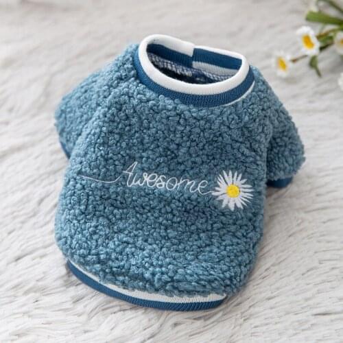 Daisy Letter Print Cute Pet Clothes for Small Dogs Cats Winter Warm Coat Shih Tzu Sweatshirt Puppy Kitten Pullover Velvet Yorks