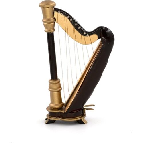 Mini Harp Miniature Model Harp Model with Case for Dollhouse Decoration Accessories Home Decor Mini Musical Instrument Model