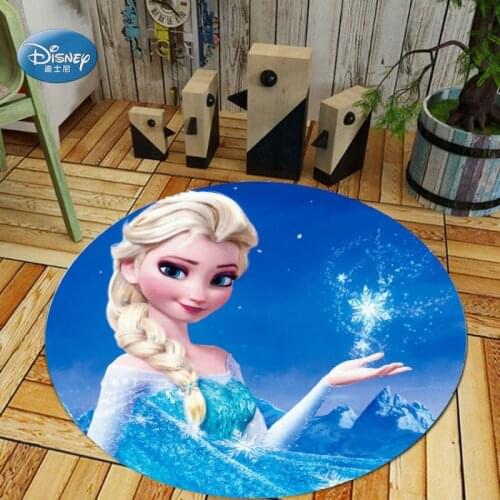 Cartoon Blue Frozen Princess Elsa Anna Olaf Kids Boys Girls Round Crawling Game Mat Bedroom Decor Carpet Indoor Bathroom Mat Rug