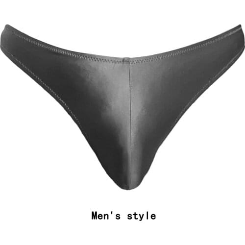 XCKNY Mens and womens glossy oversized t-pants sexy solid bikini high score sexy bikini bottomed underwear shiny pants