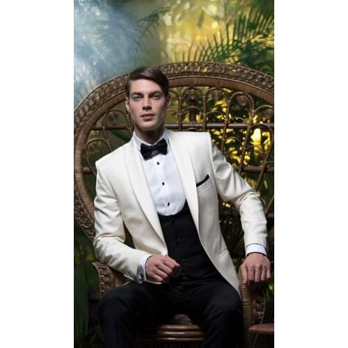 2017 Latest Coat Pant Design Beige Black Men Wedding Suits Slim Fit 3 Piece Tuxedo Groom Style Suit Custom Prom Blazer Masculino
