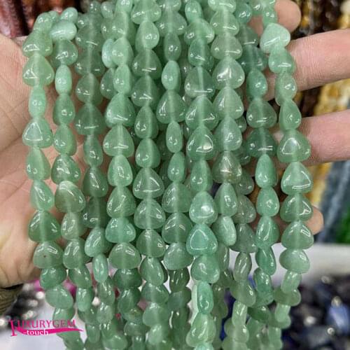 Natural Green Aventurine Stone Loose Beads High Quality 10mm Smooth Heart Shape DIY Gem Jewelry Accessories 38Pcs a3587
