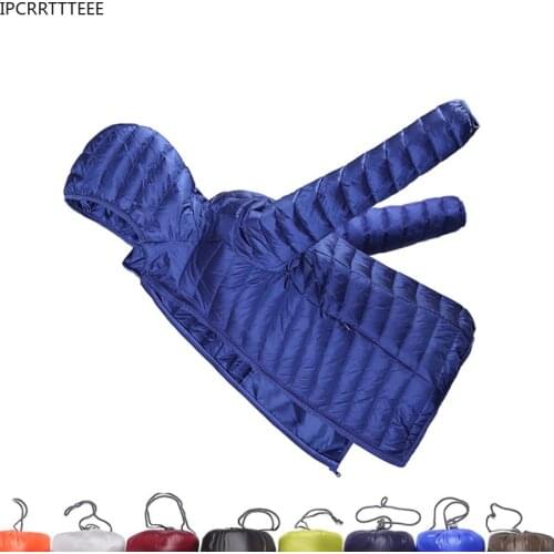 New 2021 Autumn Winter Hooded Duck Down Coat Ultra Light Down Jackets Women Warm Slim Plus Size Jacket