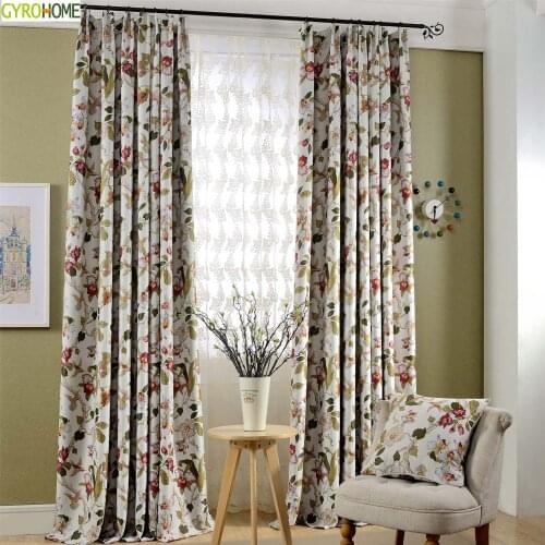 New American Style Flowers Blackout Curtains for Living Room Beautiful Drapes For Girls Bedroom