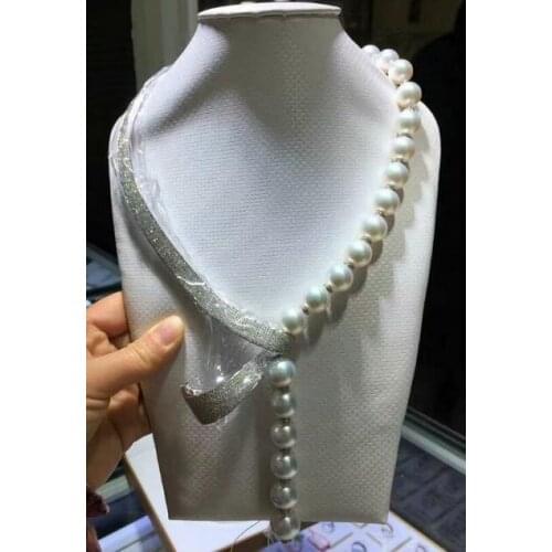 2017 new design 11-12mm natural south seas white pearl necklace