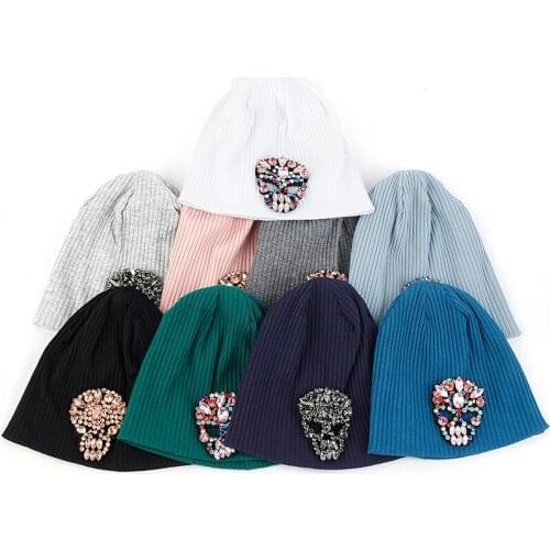 Charm Wood Ribbed Beanie Hat Ghost Skull Head Pullover Skull Cap For Baby Angel Child Winter Warm For 0-12 Month