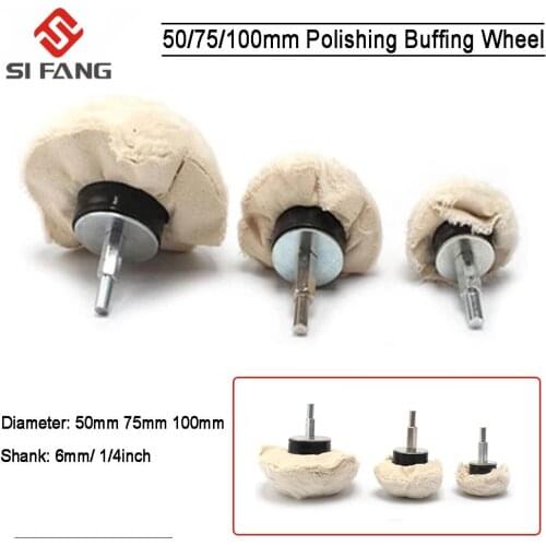 Car Polishing Buffing Wheel Plish Pads Mop Drill Kit Waxed Cotton Cloth wheel For Aluminum Stainless 6mm Shank