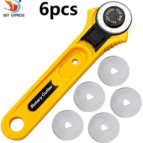 28mm Rotary Cutter + 5pcs Spare Blades Fit Olfa Dafa Fiskars Rotary Cutter Fabric Paper Circular Cutting Patchwork Craft Leather