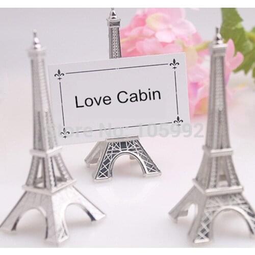Wedding favor "Evening in Paris" Eiffel Tower Silver-Finish Place Card/Holder Wedding Decorations 20pcs
