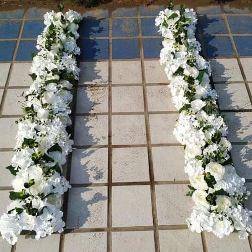 Wedding Decoration Flower Wall Artificial Hydrangea Peony Rose Silk Flower Wedding Arch Door Road Leads Decor Flower Row