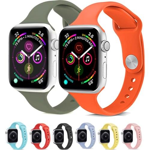 Slim Strap for Apple Watch Band 40mm 44mm 38mm 42mm Silicone Sport Wristband Watchband Wrist Bracelet for IWatch 2 3 4 5 Se 6