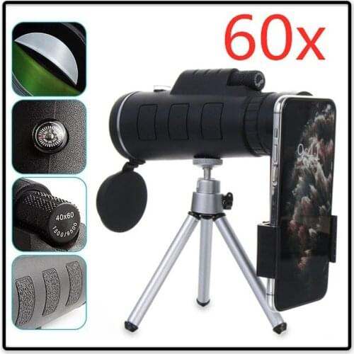 HD Ajustable Waterproof 40x60 Focus Zoom Mini Monocular Cell Phone Telescope Camera Lens Telescope for Outdoor Camping Traveling