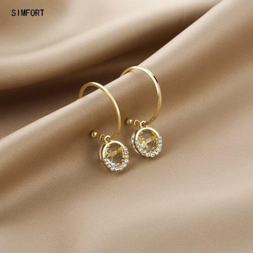 Womens 925 Silver Pin Earring Crystal Diamond Type C All-match Elegant Fashion Simple Personality Alloy Decoration Jewelry Gift