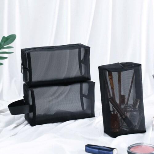 Women Travel Transparent Mesh Cosmetic Bags Casual Zipper Makeup Organizer Storage Bags Toiletry Wash Pouch Travel Organizer Set