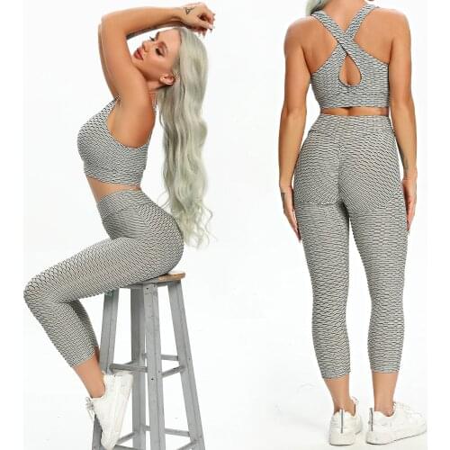 Backcross Crop Tops High Wasit Capri Pants Sets Women 2PCS Sports Suits Fot Fitness Textured Slim Female Tracksuits Gym Clothes