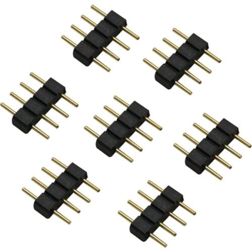 10pcs/Lot 4 Pin Needle RGB Connector Adapter Male Double Insert For RGB 5050 3528 RGB LED Strip Light Tape Light