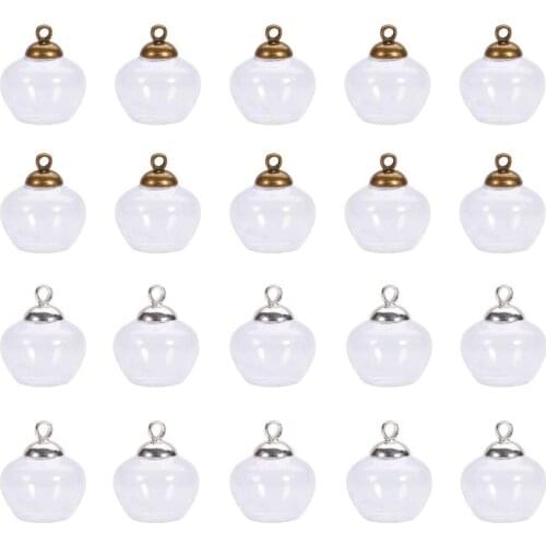 10PCS Cute Apple Shape Glass Bottle Pendant Glass Vials Pendant Diy Jewelry Finding Handmade