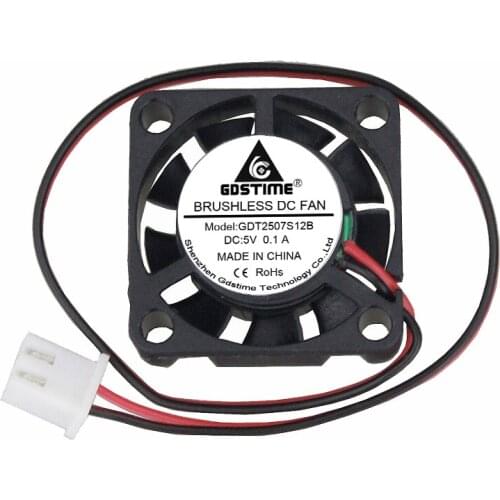 100Pcs 2.5cm 25mm 25x25x7mm DC 5V 2Pin-XH2.54 Sleeve Mini Computer Brushless Heatsink Cooler Cooling Fan