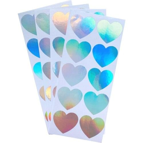 100pcs Laser Silver heart Love Thank You Stickers Labels Decoration Scrapbooking Stationery for Valentines Day