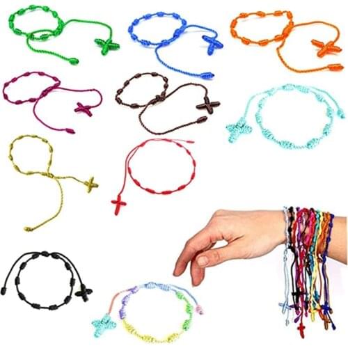 12Pcs Tibet Bracelet Red Cord Bracelet Adjustable Kabbalah 7 Knot String Cross Bracelet Amulet for Protection Good Luck