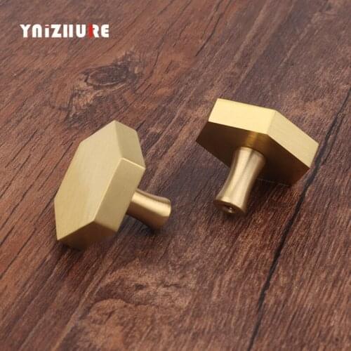 2PCS 37mm European Hexagon Brass Cabinet Knobs Handles Drawer Furnitures Cupboard Wardrobe Knobs Door Pull Handle Single Hole