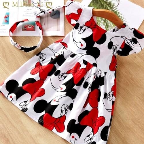 2021 Fashion Baby Girls Dress Summer Dress Cartoon Minnie Mouse Dress Princess Dress Childrens Girl Clothing 0-6 Years Disney