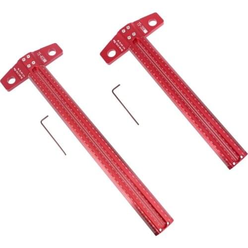 300/400mm Aluminum Alloy Woodworking Marking T-Ruler Scriber Square Hole Scribe Precision Marking Gauge Rules Measuring Tools