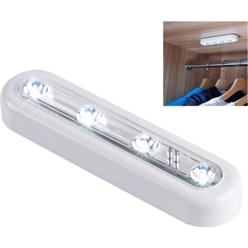 4 LED Touch Switch Night Light Self-adhesive Closet Lamp Mini Night Light Bar