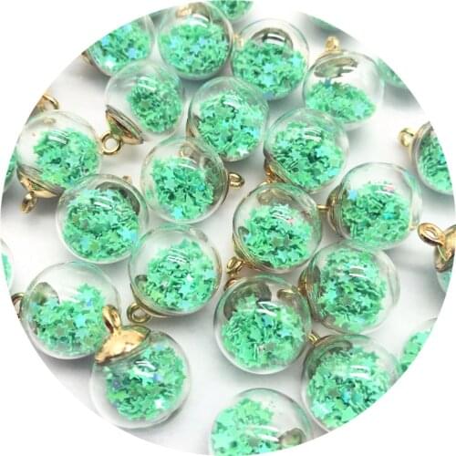 5/10pcs 16mm Colorful Transparent Glass Ball Star Charms Pendant Finding For Jewelry Making Hair Accessories Earring Charms #006