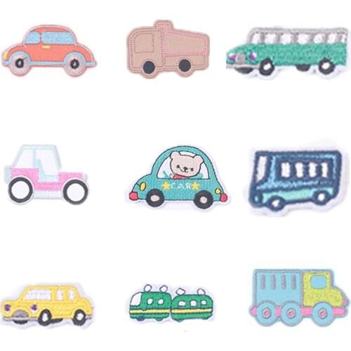 50pcs/lot Cartoon Car Embroidery Patches Letters Clothing Decoration Accessories Diy Iron Heat Transfer Applique Cute Patch